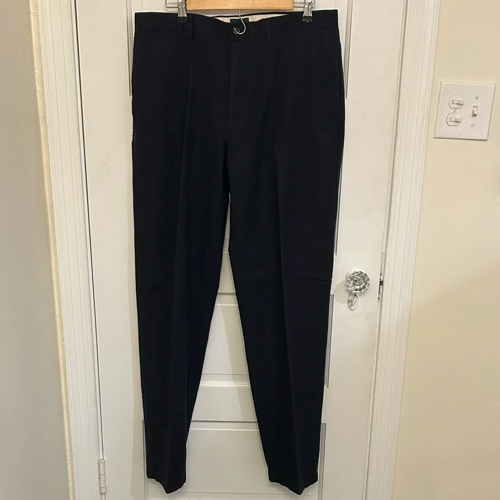NWT J. Crew Men's Straight-fit creased stretch cotton-blend twill trouser Navy